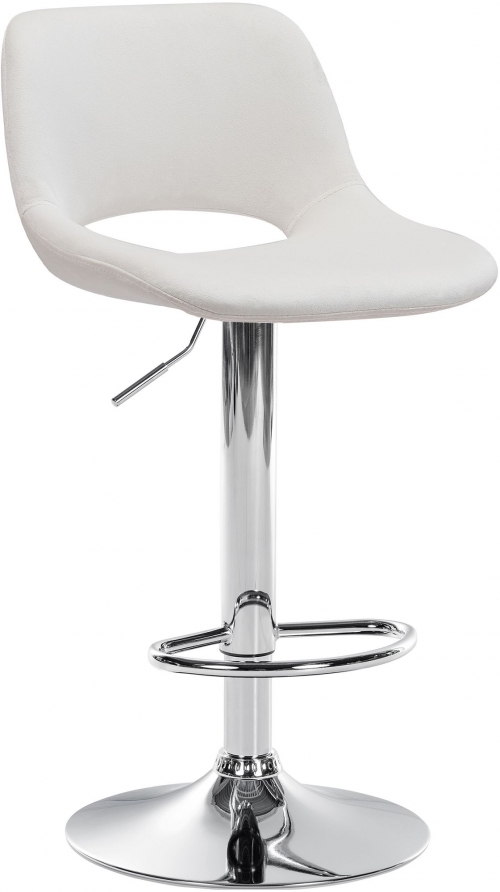Barová židle Camden - samet, chrom rám - Krémová
