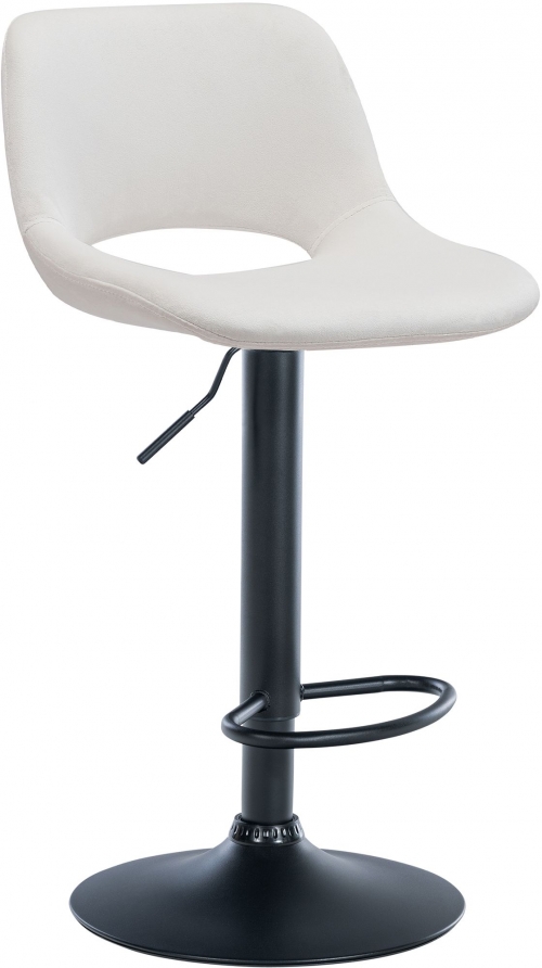 Barová židle Camden - samet, černý rám - Krémová