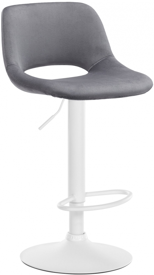 Barová židle Camden - samet, bílý rám - Tmavě šedá
