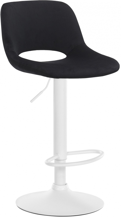 Barová židle Camden - samet, bílý rám - Černá