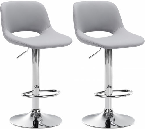 2x Barová židle Camden - koženka, chrom rám - Šedá