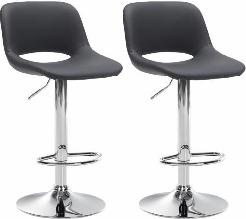 2x Barová židle Camden - koženka, chrom rám - Černá
