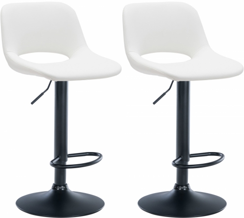 2x Barová židle Camden - koženka, černý rám - Bílá