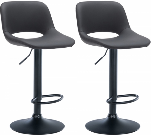 2x Barová židle Camden - koženka, černý rám - Černá