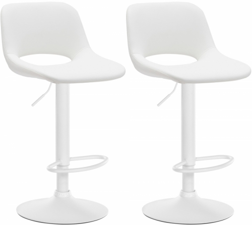 2x Barová židle Camden - koženka, bílý rám - Bílá