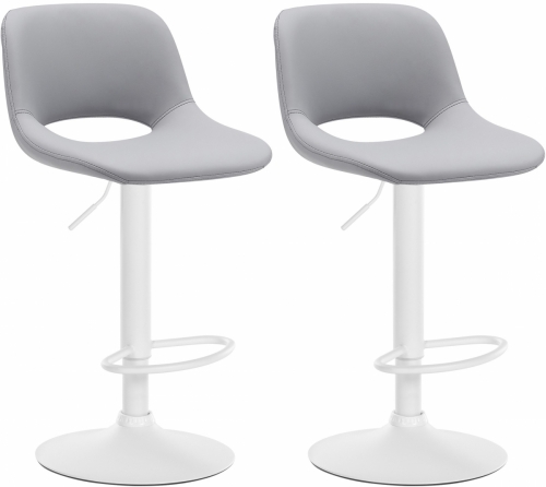 2x Barová židle Camden - koženka, bílý rám - Šedá
