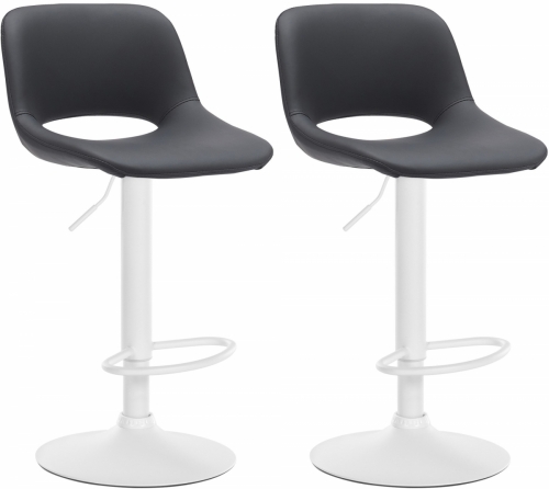 2x Barová židle Camden - koženka, bílý rám - Černá