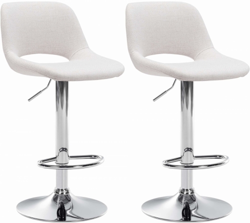 2x Barová židle Camden - látka, chrom - Krémová