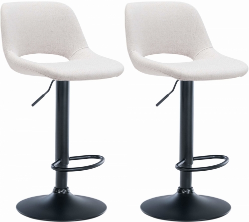 2x Barová židle Camden - látka, černý rám - Krémová