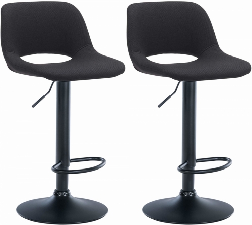 2x Barová židle Camden - látka, černý rám - Černá