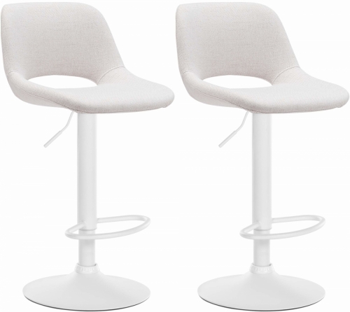 2x Barová židle Camden - látka, bílý rám - Krémová