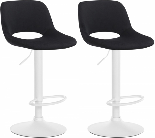 2x Barová židle Camden - samet, bílý rám - Černá