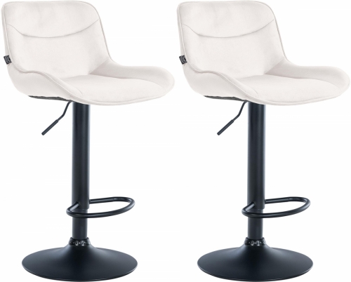 2x Barová židle Vonore - samet, černý rám - Krémová