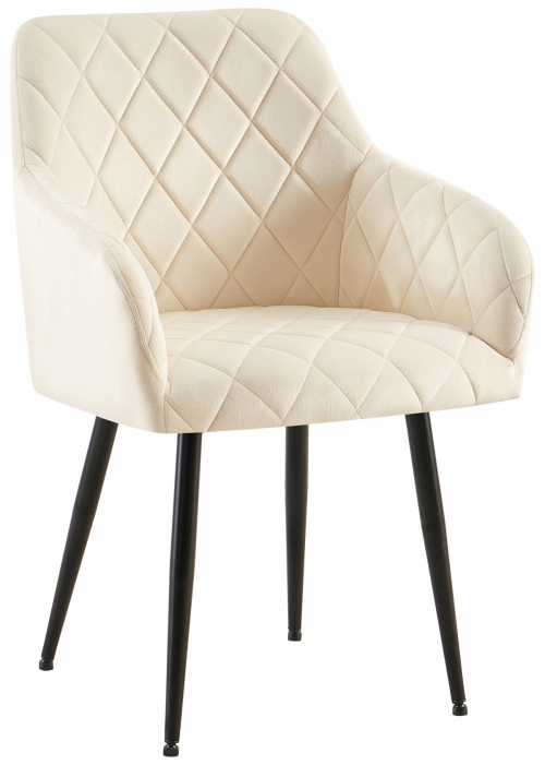 Jídelní židle Monett - samet, B černý rám - Krémová
