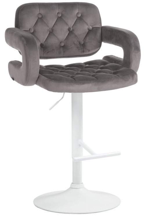 Barová židle Dublin - samet, bílý rám - Šedá