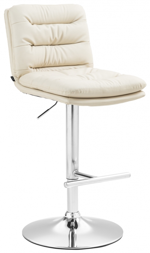 Barová židle Damar - koženka, chrom rám - krémová