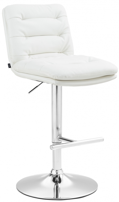 Barová židle Damar - koženka, chrom rám - bílá