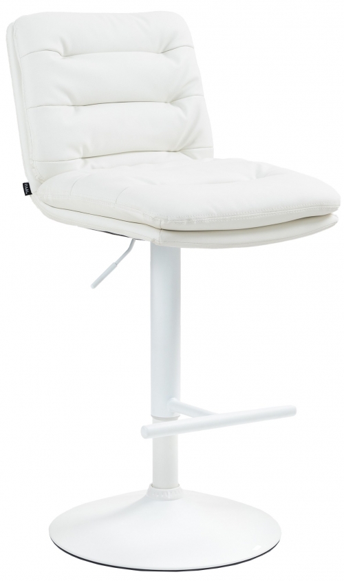 Barová židle Damar - koženka, bílý rám - bílá
