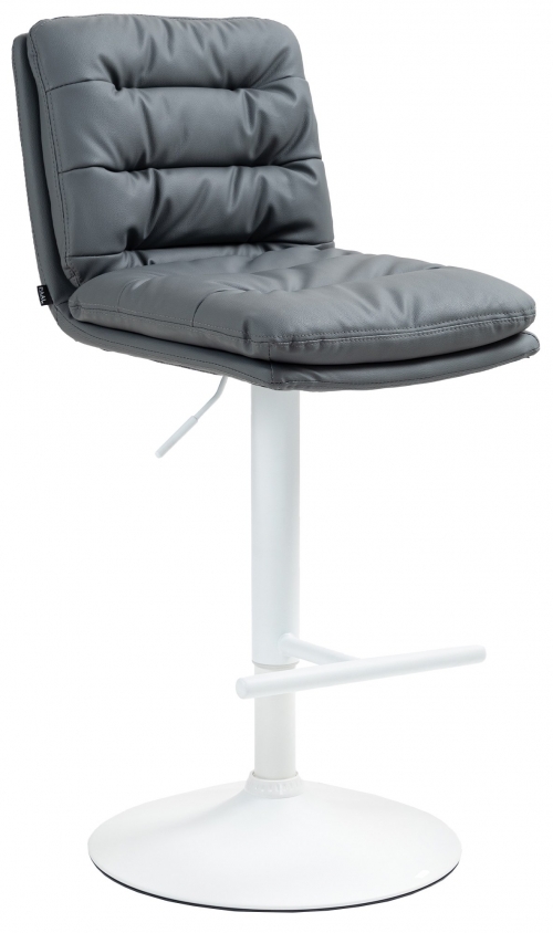Barová židle Damar - koženka, bílý rám - šedá