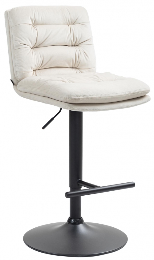 Barová židle Damar - samet, černý rám - krémová