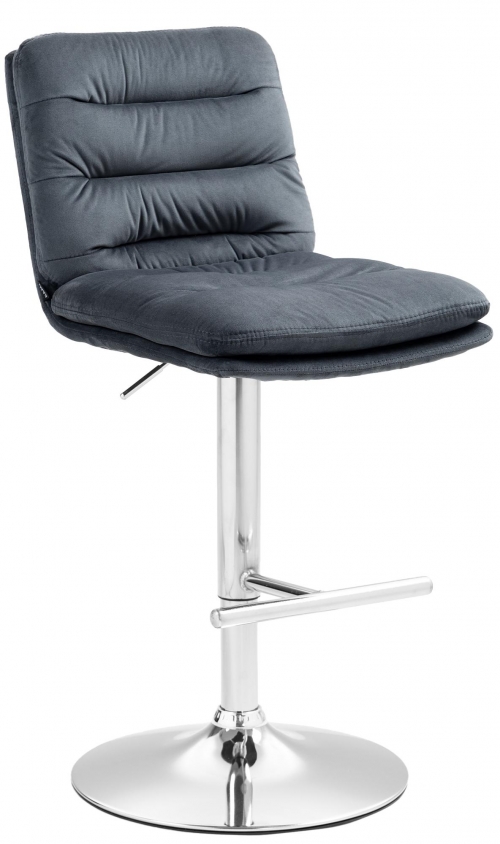 Barová židle Damar - samet, chrom rám - tmavě šedá