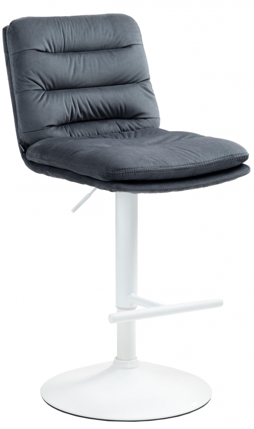 Barová židle Damar - samet, bílý rám - tmavě šedá