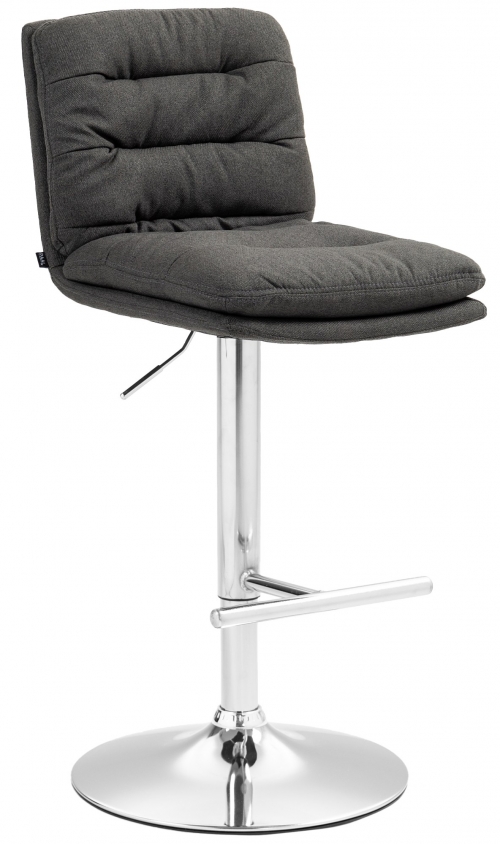 Barová židle Damar - látka, chrom rám - tmavě šedá