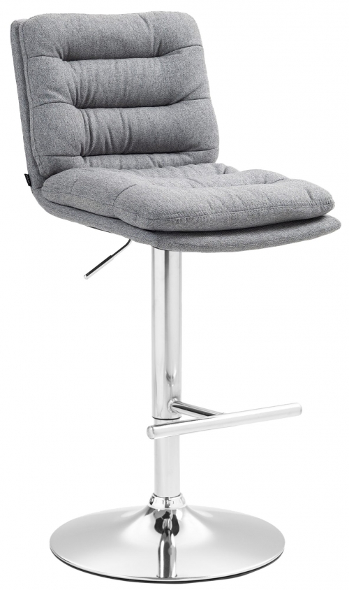 Barová židle Damar - látka, chrom rám - šedá