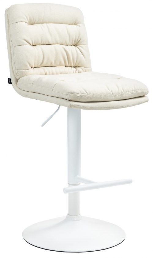 Barová židle Damar - látka, bílý rám - krémová