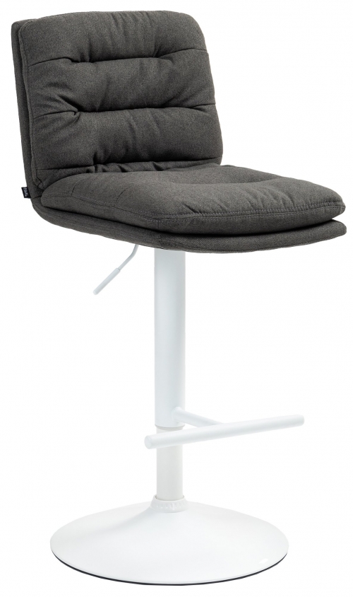 Barová židle Damar - látka, bílý rám - tmavě šedá