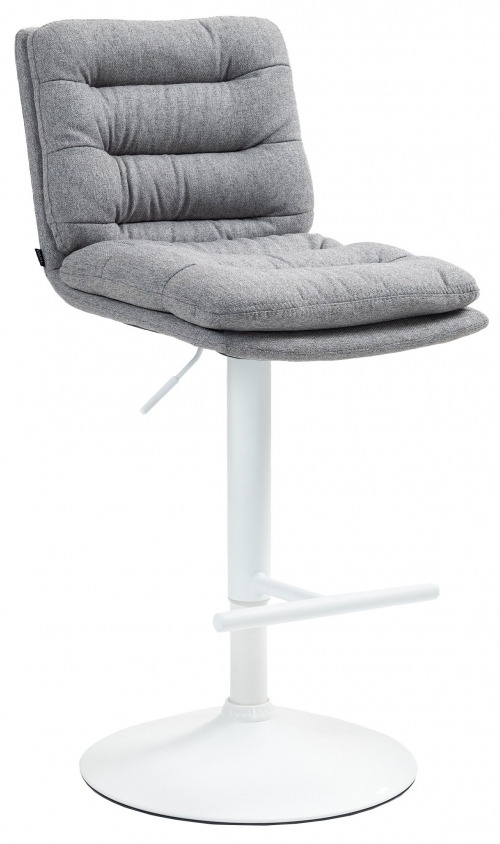 Barová židle Damar - látka, bílý rám - šedá