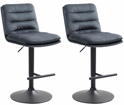 2x Barová židle Damar - samet, černý rám - tmavě šedá