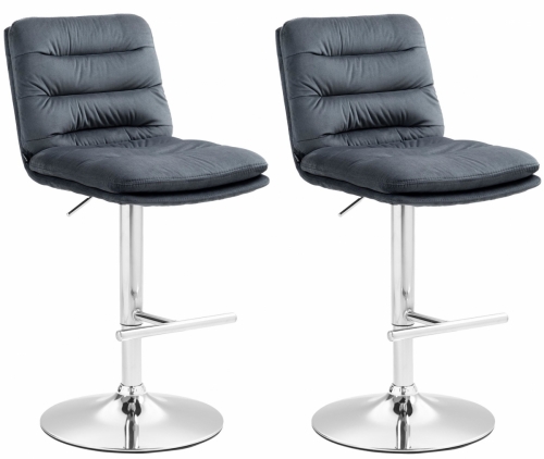 2x Barová židle Damar - samet, chrom rám - tmavě šedá