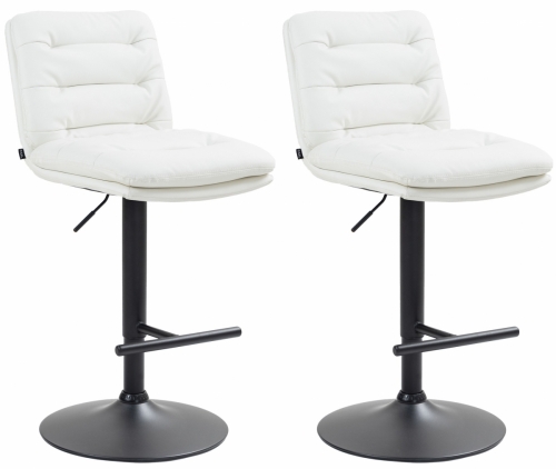 2x Barová židle Damar - koženka, černý rám - Bílá