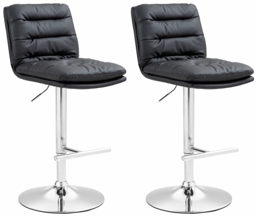 2x Barová židle Damar - koženka, chrom rám - Černá