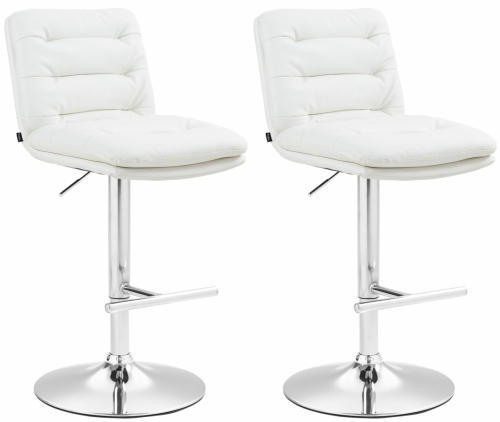 2x Barová židle Damar - koženka, chrom rám - bílá