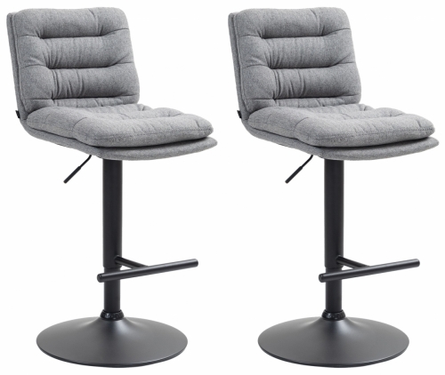 2x Barová židle Damar - látka, černý rám - šedá