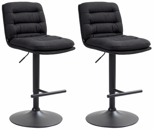 2x Barová židle Damar - látka, černý rám - černá