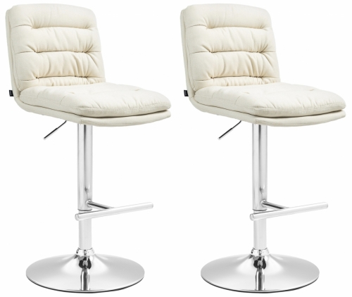 2x Barová židle Damar - látka, chrom rám - krémová