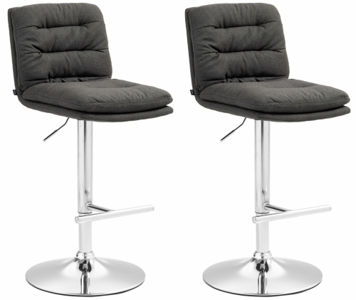 2x Barová židle Damar - látka, chrom rám - tmavě šedá