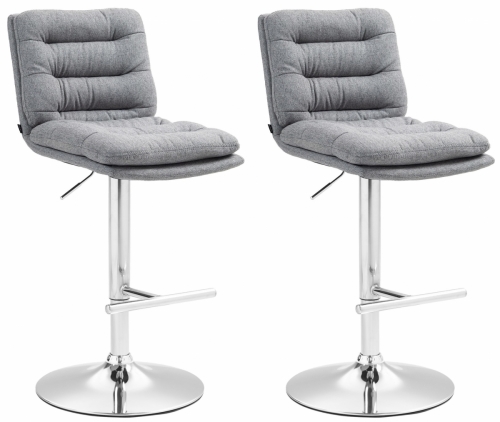 2x Barová židle Damar - látka, chrom rám - šedá
