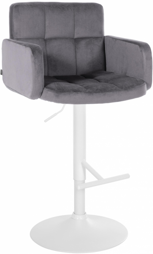 Barová židle Los Angeles - samet, bílý rám - tmavě šedá
