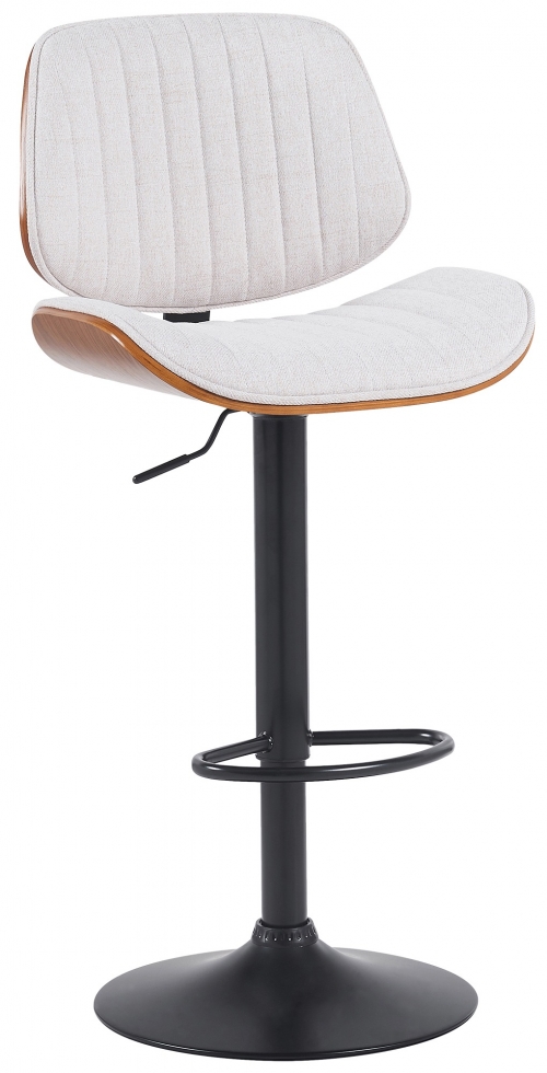 Barová židle Clawson - látka, černý rám - ořech/krémová