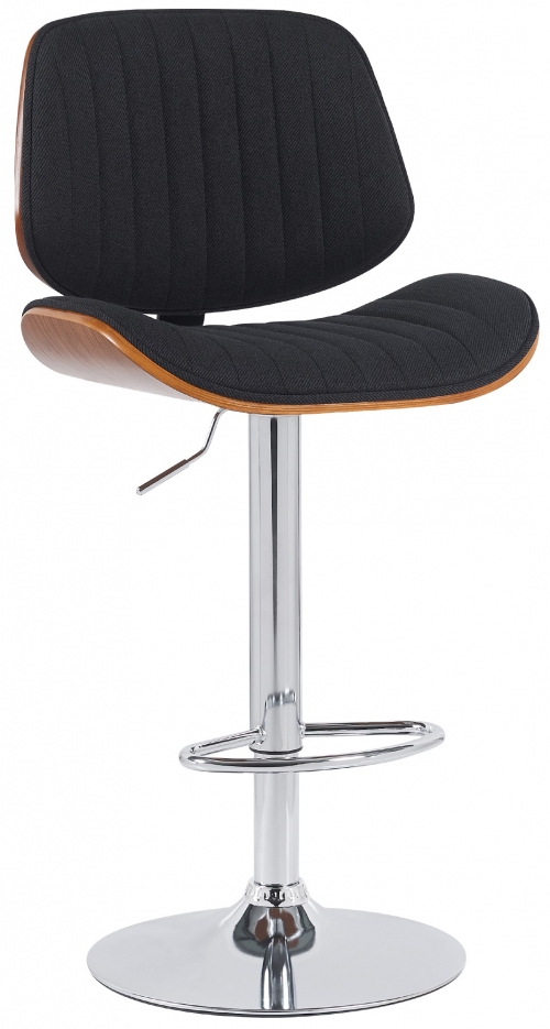 Barová židle Clawson látka chrom - ořech/černá