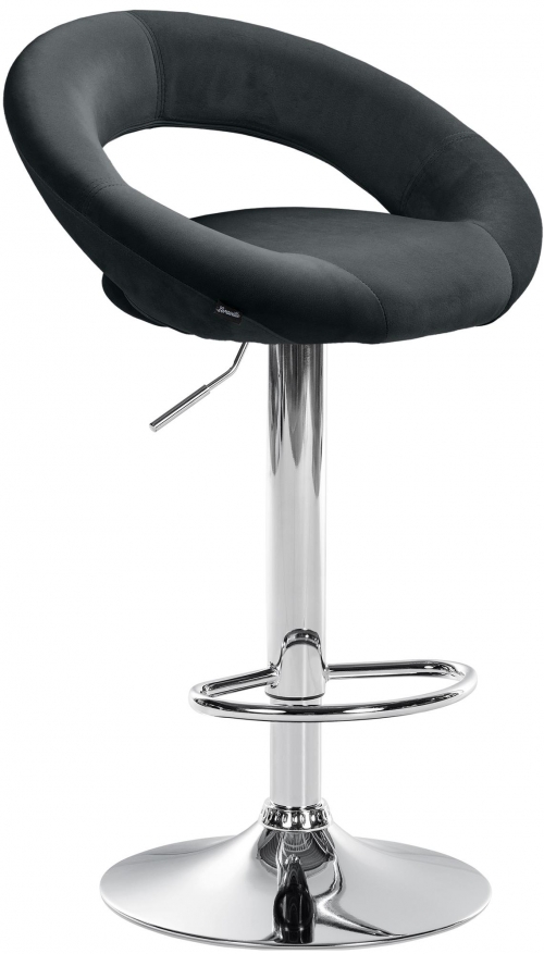 Barová židle Olinda - samet, chrom rám - černá