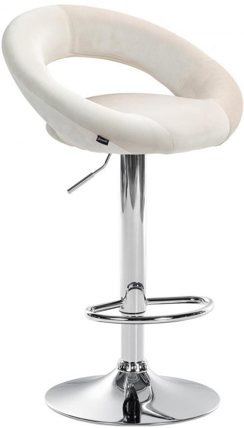 Barová židle Olinda - samet, chrom rám - krémová