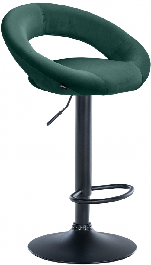 Barová židle Olinda - samet, černý rám - zelená