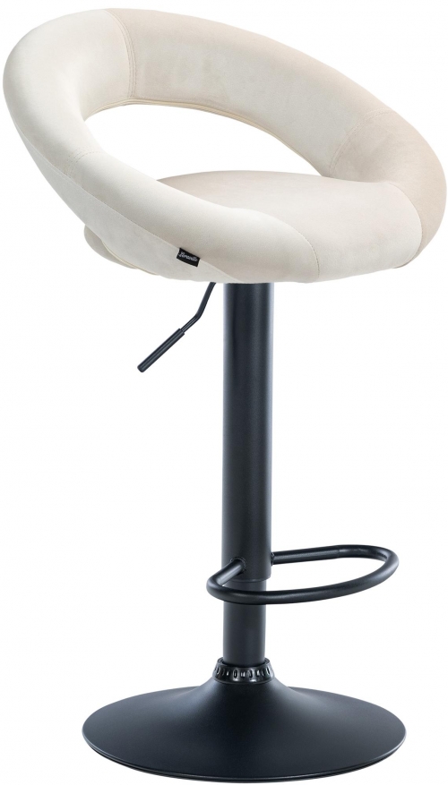 Barová židle Olinda - samet, černý rám - krémová