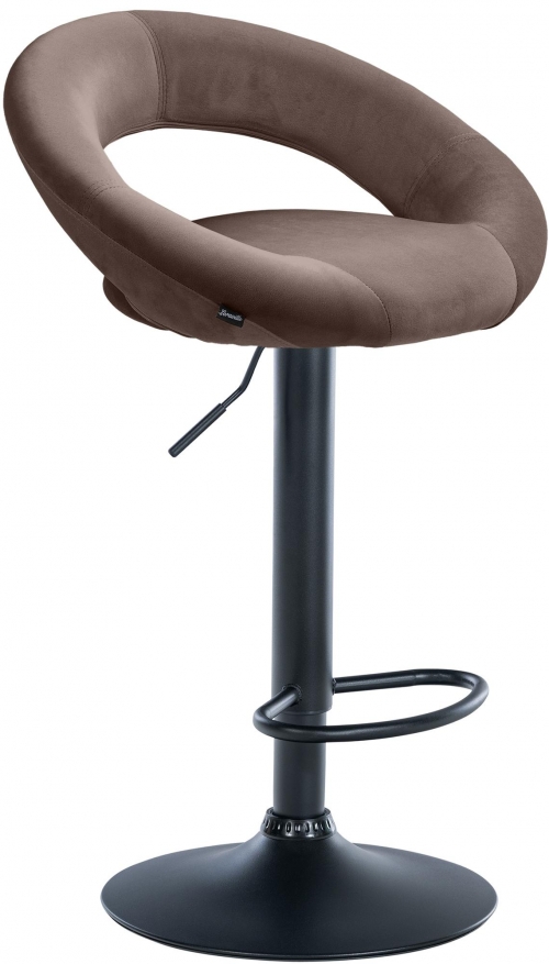 Barová židle Olinda - samet, černý rám - hnědá
