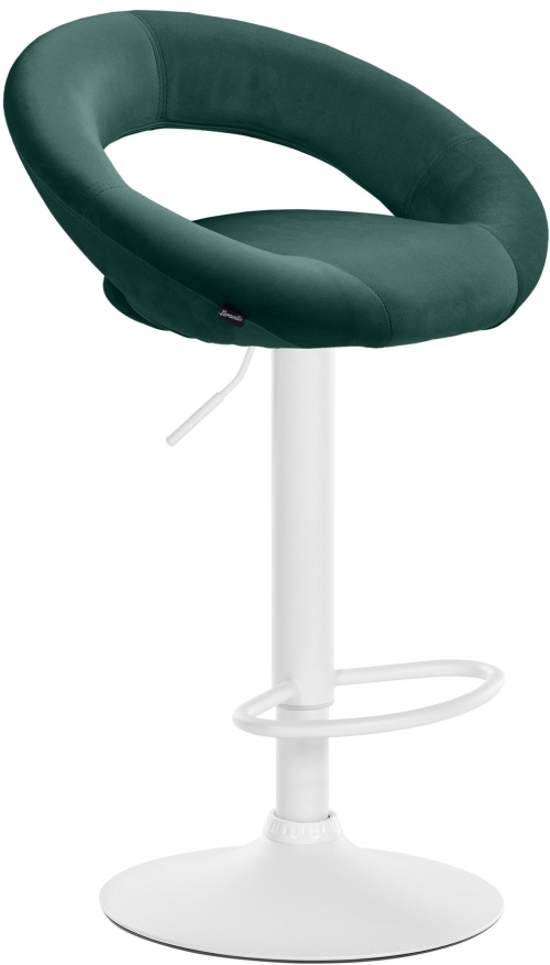 Barová židle Olinda - samet, bílý rám - zelená